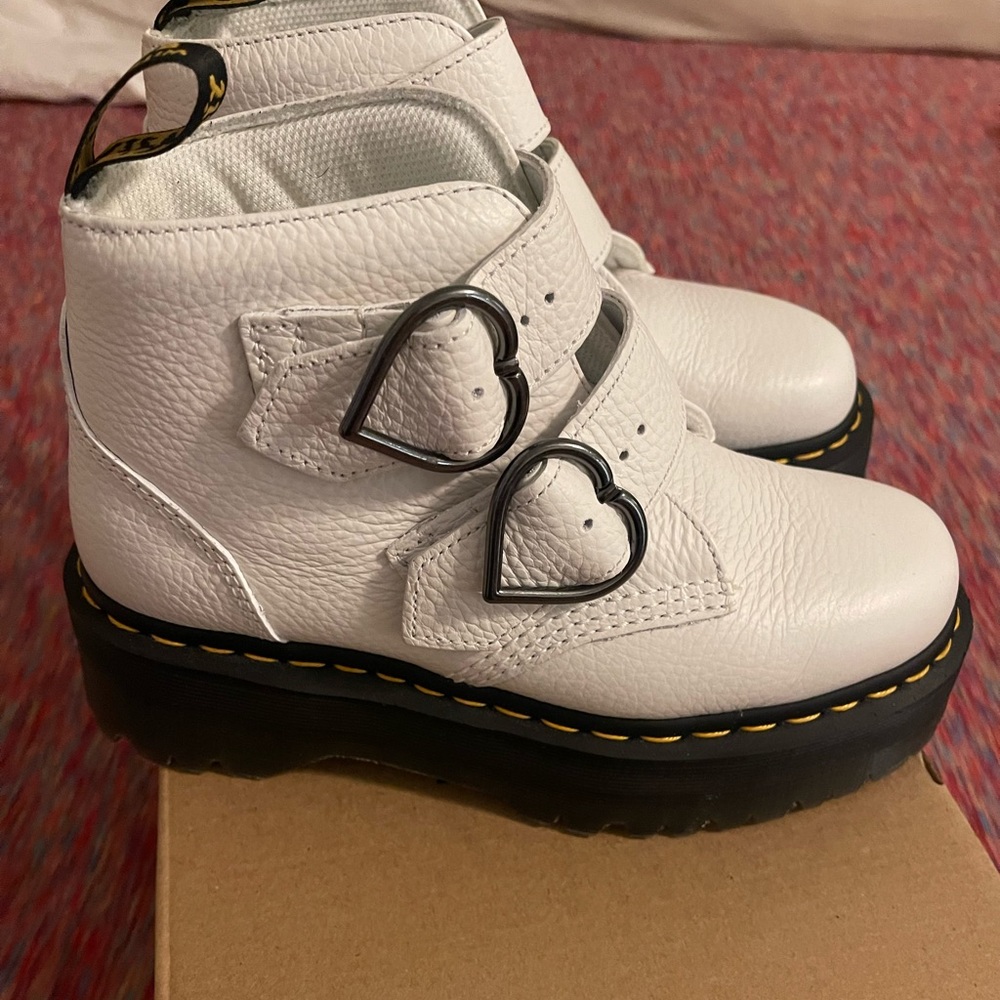 Women’s Dr. Marten Devon heart platform boots, used basically new.